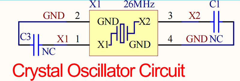 Figure 3 WT2605-16S Crystal Oscillator Circuit