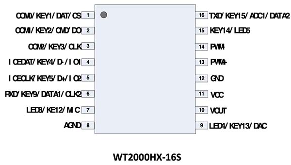 WT2000HX-16S Chip Pins Description 1