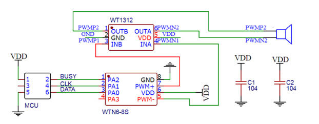 Figure 5 WTN6040-8S Two-line serial port (DAC)