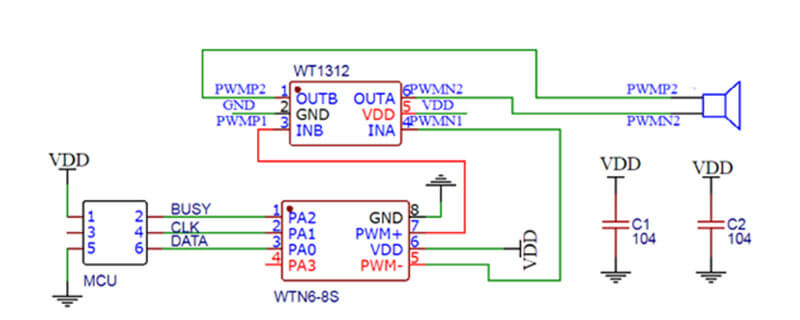 Figure 5 WTN6096-8S Two-line serial port (DAC)