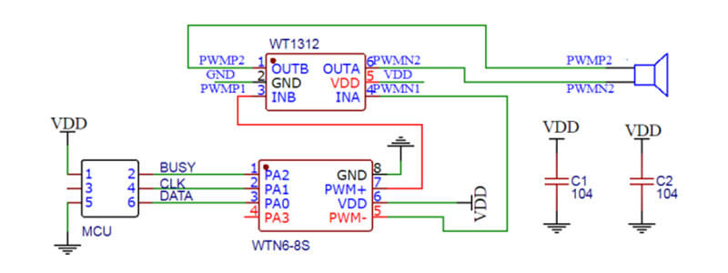 Figure 5 WTN6170-8S Two-line serial port (DAC)