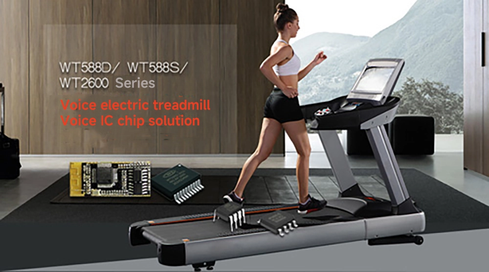 Voice coaching function on treadmill motivating runner