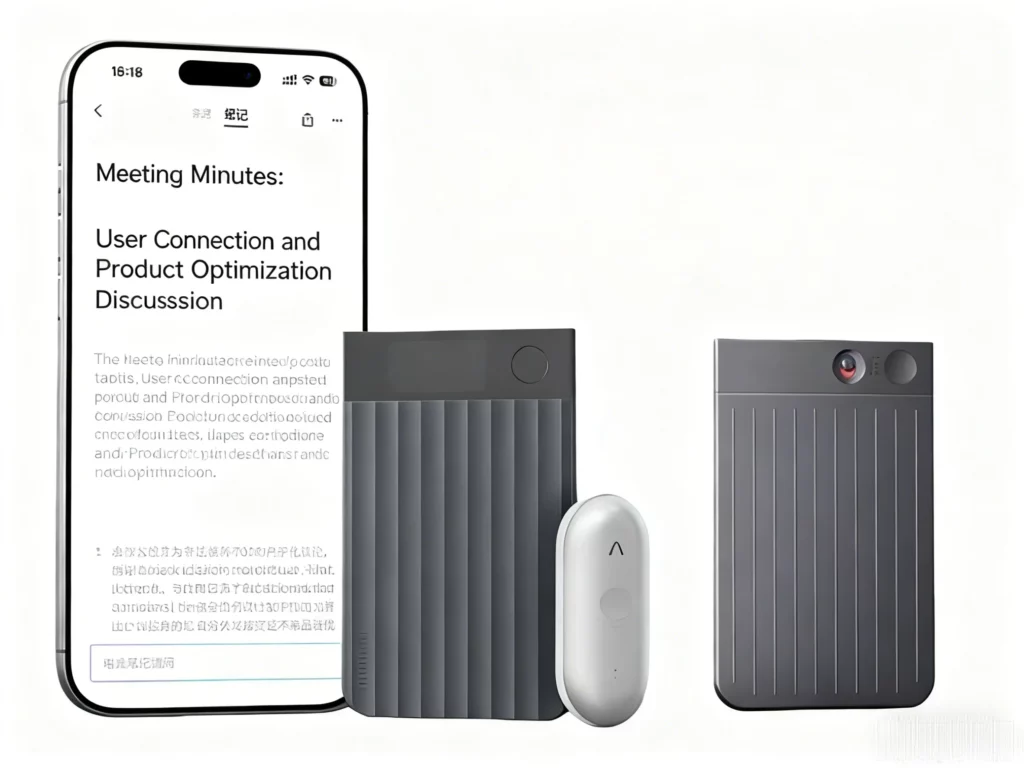 Smart voice recorder with WT2000A3 recording chip syncing meeting notes to smartphone in real time