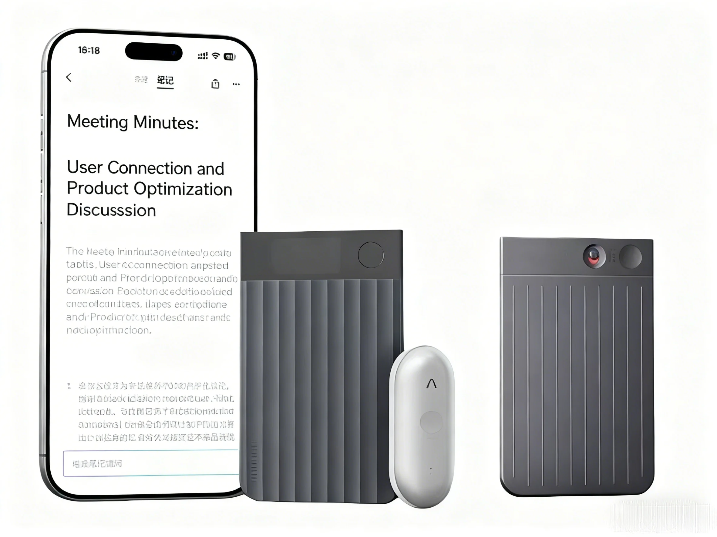 Smart voice recorder with WT2000A3 recording chip syncing meeting notes to smartphone in real time